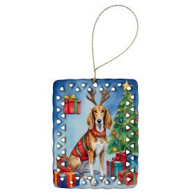 Saluki Christmas Reindeer Porcelain Ornament Christmas Tree Hanging Decorations for Home Christmas Holiday, Rectangle, Gift, Multicolor